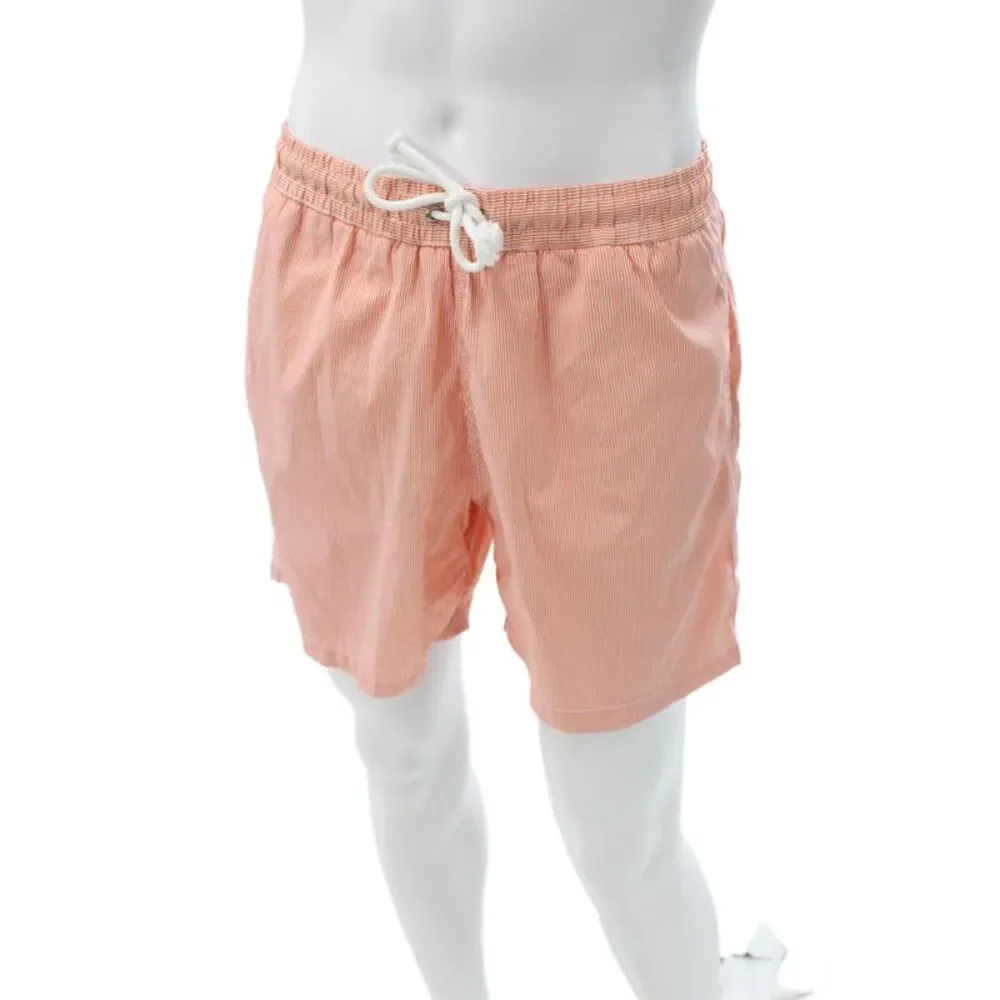 Hartford Mens Orange Striped Polyamide Swim Shorts Beach Size M